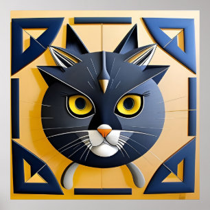 Abstrakte geometrische stilisierte Katze Poster