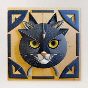 Abstrakte geometrische stilisierte Katze Puzzle