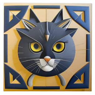 Abstrakte geometrische Stilkatze Fliese
