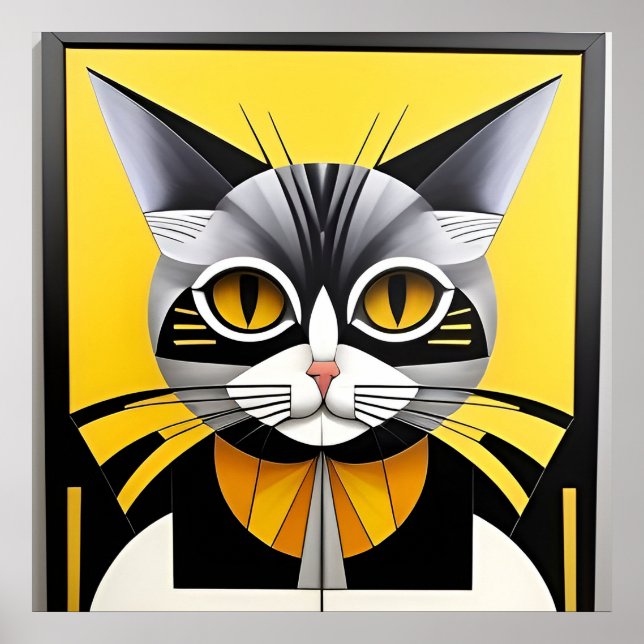 Abstrakte geometrische Stilkatze Poster (Vorne)