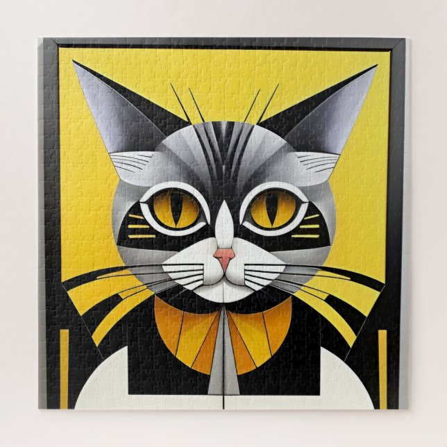 Abstrakte geometrische Stilkatze Puzzle (Vertikal)