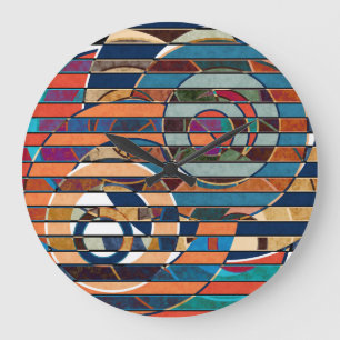 Abstrakte geometrische Streifen Große Wanduhr