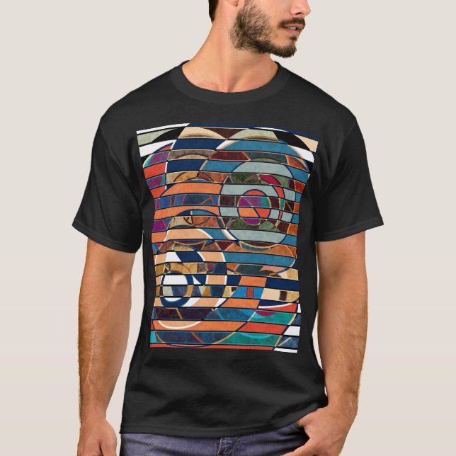 Abstrakte geometrische Streifen T-Shirt (Vorderseite)