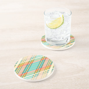 Abstrakte geometrische Tartan-Muster-Cremegetränke Getränkeuntersetzer