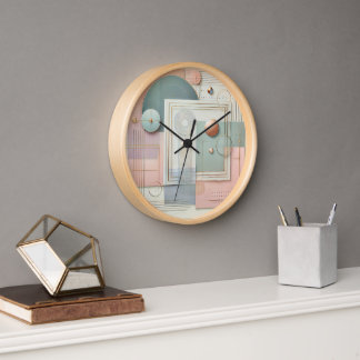 Abstrakte, geometrische Wandleuchte in Pastell Uhr