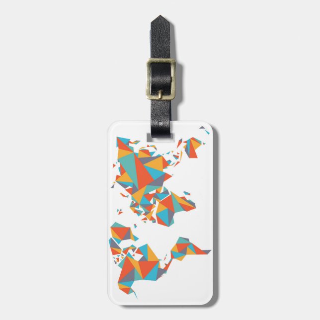Abstrakte geometrische Weltkarte Gepäckanhänger (Vorderseite vertikal)