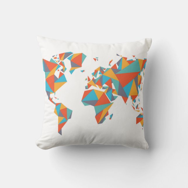 Abstrakte geometrische Weltkarte Kissen (Vorderseite)