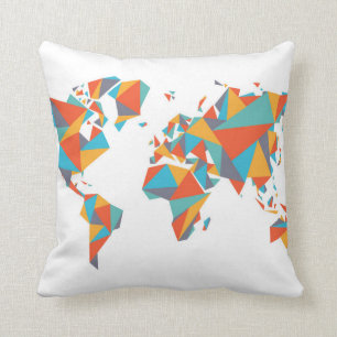 Abstrakte geometrische Weltkarte Kissen