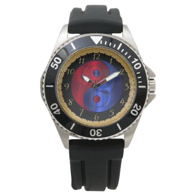 Abstrakte geometrische Yin- und Yang-4 Armbanduhr (Vorderseite)