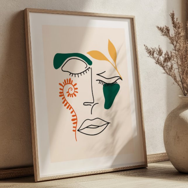 Abstrakte Gesicht-Illustration BOHO Chic Minimalis Poster (Von Creator hochgeladen)