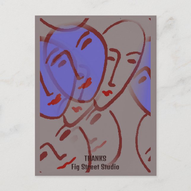 Abstrakte Gesichter, Fig Street Studio Postkarte (Vorderseite)