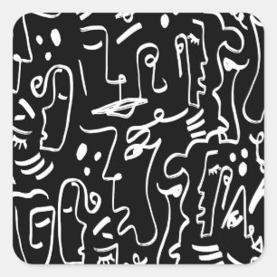 Abstrakte Gesichter Masken: Geometrisches Muster Quadratischer Aufkleber