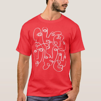 Abstrakte Gesichter Moderne Minimalistische Linie  T-Shirt