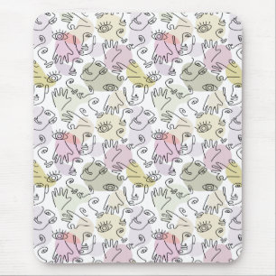Abstrakte Gesichtshaut Finger Doodle Line Art Mousepad