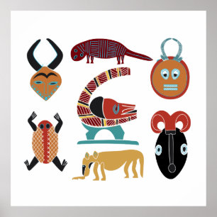 Abstrakte Gesichtskunst afrikanischer Tiere Poster