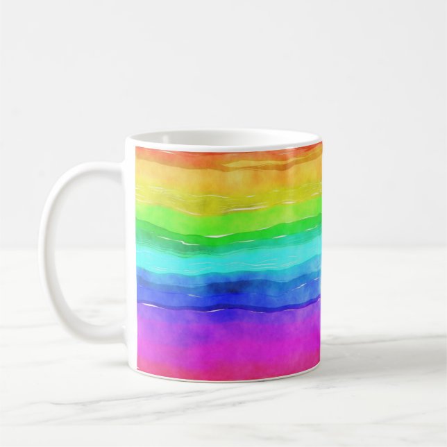 Abstrakte gestrichene Streifen Regenbogen Kaffeetasse (Links)