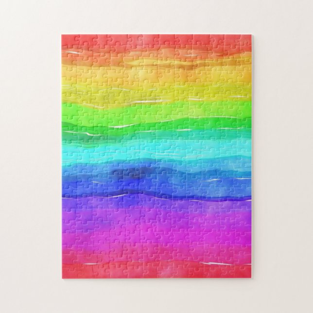 Abstrakte gestrichene Streifen Regenbogen Puzzle (Vertikal)