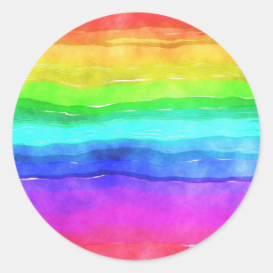 Abstrakte gestrichene Streifen Regenbogen Runder Aufkleber