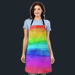 Abstrakte gestrichene Streifen Regenbogen Schürze<br><div class="desc">Abstrakte Aquarellfarben gestrichene Streifen Regenbogen.
Regenbogen Aquarell bunt, Typografie mädchenhaft angesagte, lila rosa Glitzer Kunst, monogramm moderne Name stilvoll, kühn fröhlich fröhlich künstlerisch, Ausdruck Sommerfriedgrün, abstrakt gezeichnet blaue Liebe, Freiheit Farbspektrum Farbe, schwulenfarbene Pinsel kreativ, Aquarellenbogen farbig , </div>