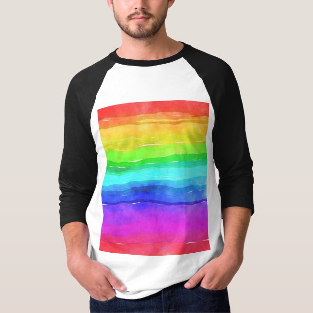 Abstrakte gestrichene Streifen Regenbogen T-Shirt (Vorderseite)