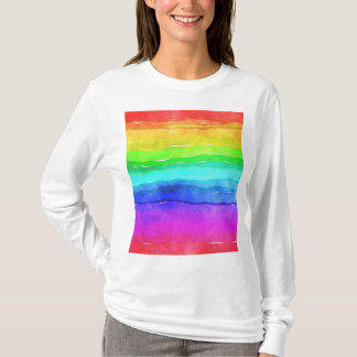 Abstrakte gestrichene Streifen Regenbogen T-Shirt