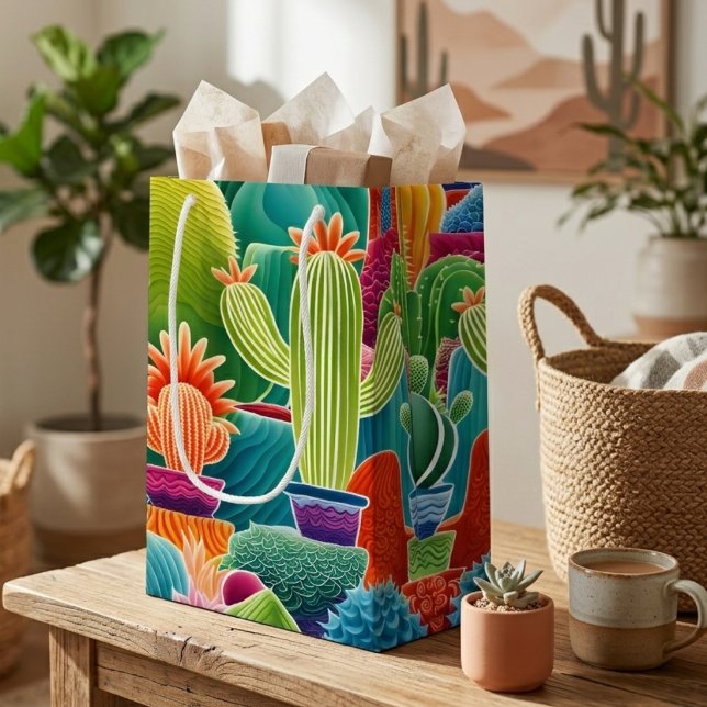 Abstrakte getopfte Kakteen Kleine Geschenktüte (Von Creator hochgeladen)