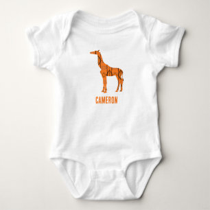 Abstrakte Giraffe Silhouette Monogramm Baby Strampler