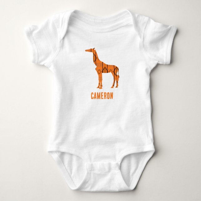 Abstrakte Giraffe Silhouette Monogramm Baby Strampler (Vorderseite)