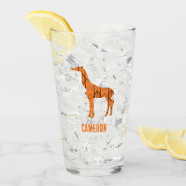 Abstrakte Giraffe Silhouette Monogramm Glas