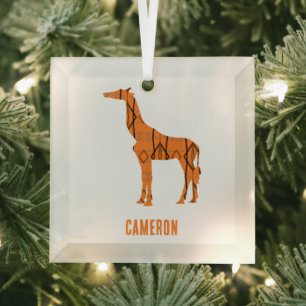 Abstrakte Giraffe Silhouette Monogramm Ornament Aus Glas