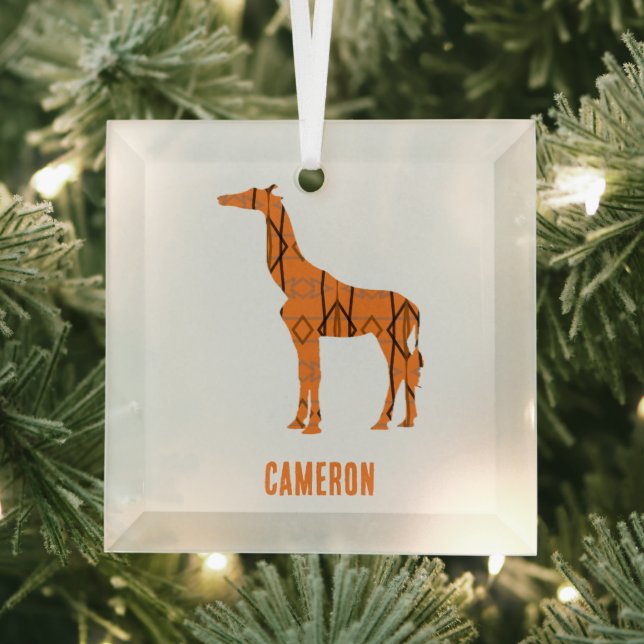 Abstrakte Giraffe Silhouette Monogramm Ornament Aus Glas (Insitu)