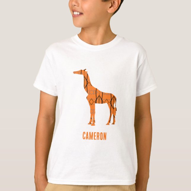 Abstrakte Giraffe Silhouette Monogramm T-Shirt (Vorderseite)