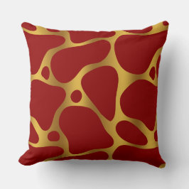 Abstrakte Giraffen, rot und goldfarben, Kissen