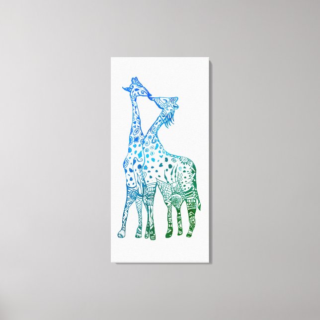 Abstrakte Giraffen Zeichnend Kiss Canvas Print Leinwanddruck (Vorderseite)