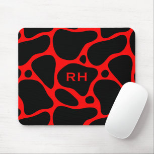 Abstrakte Giraffenmuster Schwarz/Rot Mousepad