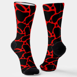 Abstrakte Giraffensocken in Rot und Schwarz Socken