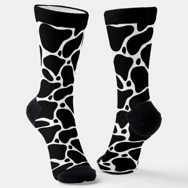 Abstrakte Giraffensocken in Schwarzweiß Socken (Gewinkelt)