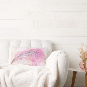 Abstrakte Girly Pink Wasserfarbenfeder mit Name Lendenkissen