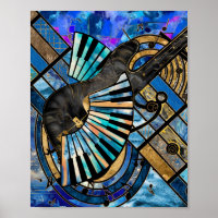 Abstrakte Gitarre und Keys Art Collage gemischte T