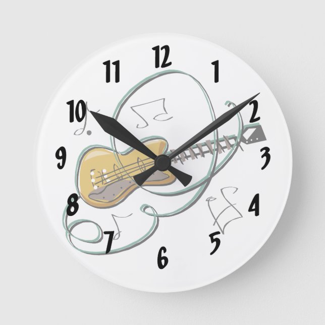 abstrakte Gitarren Noten music.png Runde Wanduhr (Vorderseite)