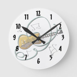 abstrakte Gitarren Noten music.png Runde Wanduhr