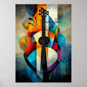 Abstrakte Gitarrenkunst - Geometrisches Musikdesig Poster