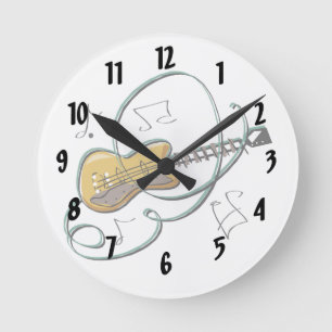 abstrakte Gitarrennoten music.png Runde Wanduhr