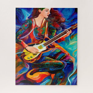 Abstrakte Gitarrenspielerin Puzzle