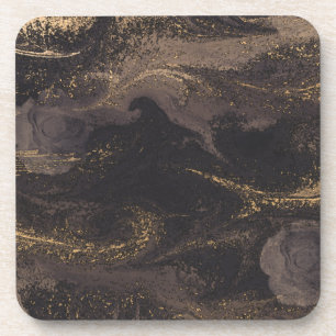 Abstrakte Glam-Schwarz-Gold-Textur Getränkeuntersetzer
