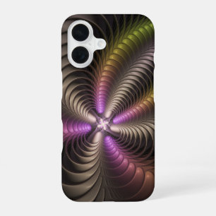 Abstrakte glänzende trippige bunte 3D-Fraktalkunst iPhone 16 Hülle