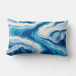 Abstrakte Gletscher-Topographie Blau & Gold Wurfki Lendenkissen