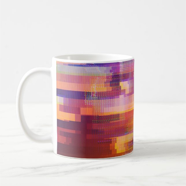 Abstrakte Glitch: Textur des Prüffelds Kaffeetasse (Links)