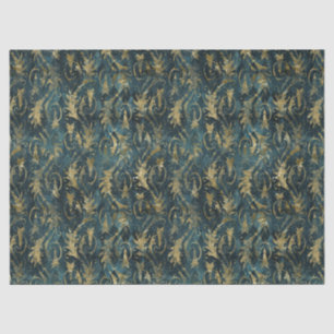 Abstrakte Gold-Blätter auf Green Decoupage Seidenpapier