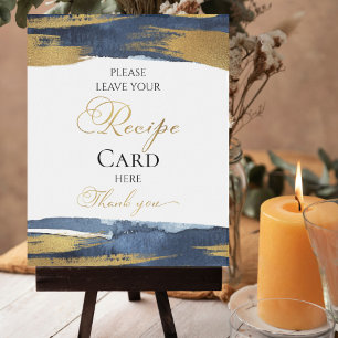 Abstrakte Gold Blaue Brautparty Rezeptkarten Tafel Poster